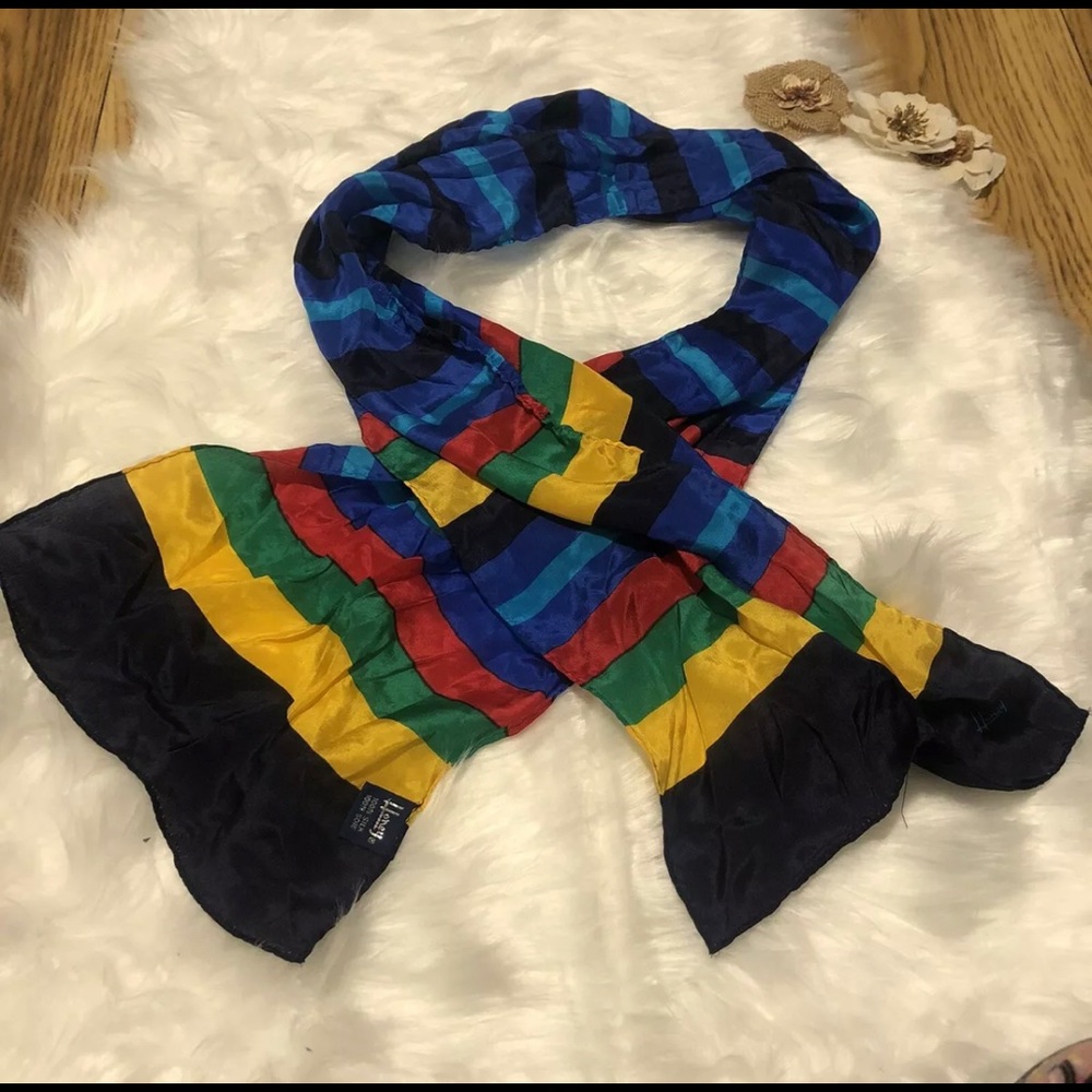 Vintage Honey Scarf Rainbow 100% Silk